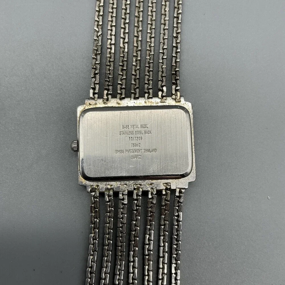 Anne Klein Womens Watch 30mm Silver Dial Diamond Chain Bracelet New Battery 7